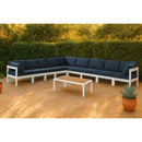  Meridian Nizuc 150" Navy Water Resistant Fabric Upholstered 9 pc Outdoor Patio Modular Sectional IMAGE 2