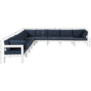  Meridian Nizuc 150" Navy Water Resistant Fabric Upholstered 9 pc Outdoor Patio Modular Sectional IMAGE 7