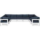  Meridian Nizuc 150" Navy Water Resistant Fabric Upholstered 9 pc Outdoor Patio Modular Sectional IMAGE 1