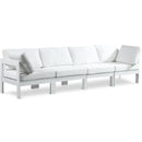  Meridian Nizuc 120" White Water Resistant Fabric Upholstered 4 pc Outdoor Patio Modular Sofa IMAGE 1