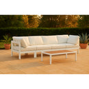  Meridian Nizuc 120" White Water Resistant Fabric Upholstered 4 pc Outdoor Patio Modular Sofa IMAGE 2