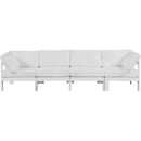  Meridian Nizuc 120" White Water Resistant Fabric Upholstered 4 pc Outdoor Patio Modular Sofa IMAGE 5