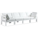 Meridian Nizuc 120" White Water Resistant Fabric Upholstered 4 pc Outdoor Patio Modular Sofa IMAGE 8