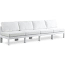  Meridian Nizuc 120" White Water Resistant Fabric Upholstered 4 pc Outdoor Patio Armless Modular IMAGE 1