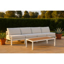  Meridian Nizuc 120" White Water Resistant Fabric Upholstered 4 pc Outdoor Patio Armless Modular IMAGE 2