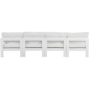 Meridian Nizuc 120" White Water Resistant Fabric Upholstered 4 pc Outdoor Patio Armless Modular IMAGE 3