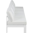  Meridian Nizuc 120" White Water Resistant Fabric Upholstered 4 pc Outdoor Patio Armless Modular IMAGE 4