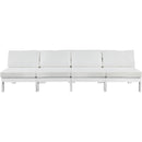  Meridian Nizuc 120" White Water Resistant Fabric Upholstered 4 pc Outdoor Patio Armless Modular IMAGE 5