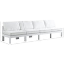  Meridian Nizuc 120" White Water Resistant Fabric Upholstered 4 pc Outdoor Patio Armless Modular IMAGE 8