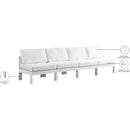  Meridian Nizuc 120" White Water Resistant Fabric Upholstered 4 pc Outdoor Patio Armless Modular IMAGE 9