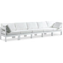  Meridian Nizuc 150" White Water Resistant Fabric Upholstered 5 pc Outdoor Patio Modular Sofa IMAGE 1