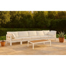  Meridian Nizuc 150" White Water Resistant Fabric Upholstered 5 pc Outdoor Patio Modular Sofa IMAGE 2