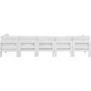  Meridian Nizuc 150" White Water Resistant Fabric Upholstered 5 pc Outdoor Patio Modular Sofa IMAGE 3