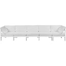  Meridian Nizuc 150" White Water Resistant Fabric Upholstered 5 pc Outdoor Patio Modular Sofa IMAGE 5