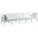  Meridian Nizuc 150" White Water Resistant Fabric Upholstered 5 pc Outdoor Patio Modular Sofa IMAGE 8