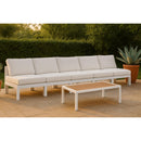  Meridian Nizuc 150" White Water Resistant Fabric Upholstered 5 pc Outdoor Patio Armless Modular IMAGE 2