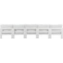  Meridian Nizuc 150" White Water Resistant Fabric Upholstered 5 pc Outdoor Patio Armless Modular IMAGE 3