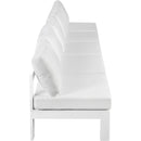  Meridian Nizuc 150" White Water Resistant Fabric Upholstered 5 pc Outdoor Patio Armless Modular IMAGE 4