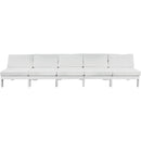  Meridian Nizuc 150" White Water Resistant Fabric Upholstered 5 pc Outdoor Patio Armless Modular IMAGE 5