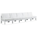  Meridian Nizuc 150" White Water Resistant Fabric Upholstered 5 pc Outdoor Patio Armless Modular IMAGE 8