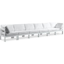 Meridian Nizuc 180" White Water Resistant Fabric Upholstered 6 pc Outdoor Patio Modular Sofa IMAGE 1