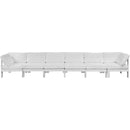  Meridian Nizuc 180" White Water Resistant Fabric Upholstered 6 pc Outdoor Patio Modular Sofa IMAGE 5