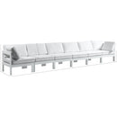  Meridian Nizuc 180" White Water Resistant Fabric Upholstered 6 pc Outdoor Patio Modular Sofa IMAGE 8
