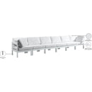 Meridian Nizuc 180" White Water Resistant Fabric Upholstered 6 pc Outdoor Patio Modular Sofa IMAGE 9