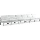  Meridian Nizuc 180" White Water Resistant Fabric Upholstered 6 pc Outdoor Patio Armless Modular IMAGE 1