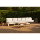  Meridian Nizuc 180" White Water Resistant Fabric Upholstered 6 pc Outdoor Patio Armless Modular IMAGE 2