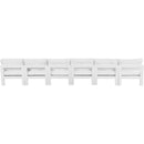  Meridian Nizuc 180" White Water Resistant Fabric Upholstered 6 pc Outdoor Patio Armless Modular IMAGE 3