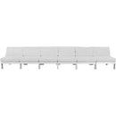  Meridian Nizuc 180" White Water Resistant Fabric Upholstered 6 pc Outdoor Patio Armless Modular IMAGE 5