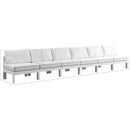  Meridian Nizuc 180" White Water Resistant Fabric Upholstered 6 pc Outdoor Patio Armless Modular IMAGE 8