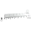  Meridian Nizuc 180" White Water Resistant Fabric Upholstered 6 pc Outdoor Patio Armless Modular IMAGE 9
