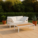  Meridian Nizuc 60" White Water Resistant Fabric Upholstered 2 pc Outdoor Patio Modular Loveseat IMAGE 2