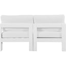  Meridian Nizuc 60" White Water Resistant Fabric Upholstered 2 pc Outdoor Patio Modular Loveseat IMAGE 3
