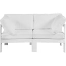 Meridian Nizuc 60" White Water Resistant Fabric Upholstered 2 pc Outdoor Patio Modular Loveseat IMAGE 5