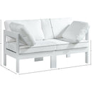  Meridian Nizuc 60" White Water Resistant Fabric Upholstered 2 pc Outdoor Patio Modular Loveseat IMAGE 8