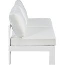  Meridian Nizuc 60" White Water Resistant Fabric Upholstered 2 pc Outdoor Patio Armless Modular IMAGE 4