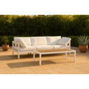  Meridian Nizuc 90" White Water Resistant Fabric Upholstered 3 pc Outdoor Patio Modular Sofa IMAGE 2
