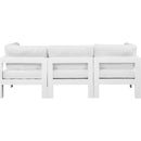  Meridian Nizuc 90" White Water Resistant Fabric Upholstered 3 pc Outdoor Patio Modular Sofa IMAGE 3