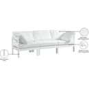  Meridian Nizuc 90" White Water Resistant Fabric Upholstered 3 pc Outdoor Patio Modular Sofa IMAGE 9