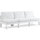  Meridian Nizuc 90" White Water Resistant Fabric Upholstered 3 pc Outdoor Patio Armless Modular IMAGE 1