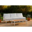  Meridian Nizuc 90" White Water Resistant Fabric Upholstered 3 pc Outdoor Patio Armless Modular IMAGE 2
