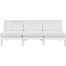  Meridian Nizuc 90" White Water Resistant Fabric Upholstered 3 pc Outdoor Patio Armless Modular IMAGE 5