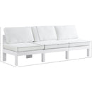  Meridian Nizuc 90" White Water Resistant Fabric Upholstered 3 pc Outdoor Patio Armless Modular IMAGE 8