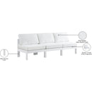  Meridian Nizuc 90" White Water Resistant Fabric Upholstered 3 pc Outdoor Patio Armless Modular IMAGE 9