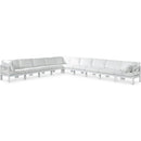  Meridian Nizuc 180" White Water Resistant Fabric Upholstered 10 pc Outdoor Patio Modular Sectional IMAGE 1