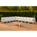  Meridian Nizuc 180" White Water Resistant Fabric Upholstered 10 pc Outdoor Patio Modular Sectional IMAGE 2