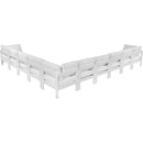  Meridian Nizuc 180" White Water Resistant Fabric Upholstered 10 pc Outdoor Patio Modular Sectional IMAGE 3